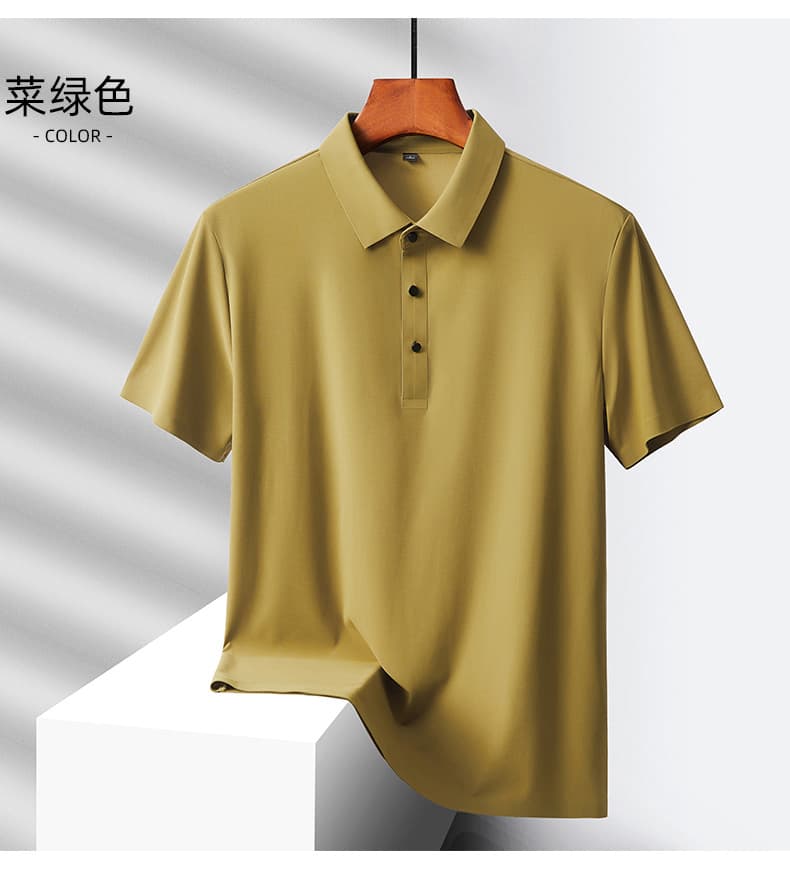 얼음 실크 없음 흔적 POLO 셔츠 남성 반팔 여름 비즈니스 캐주얼 단색 폴로 칼라 속도 건조한 통기성 무료 뜨거운 맨위 상세 이미지 10