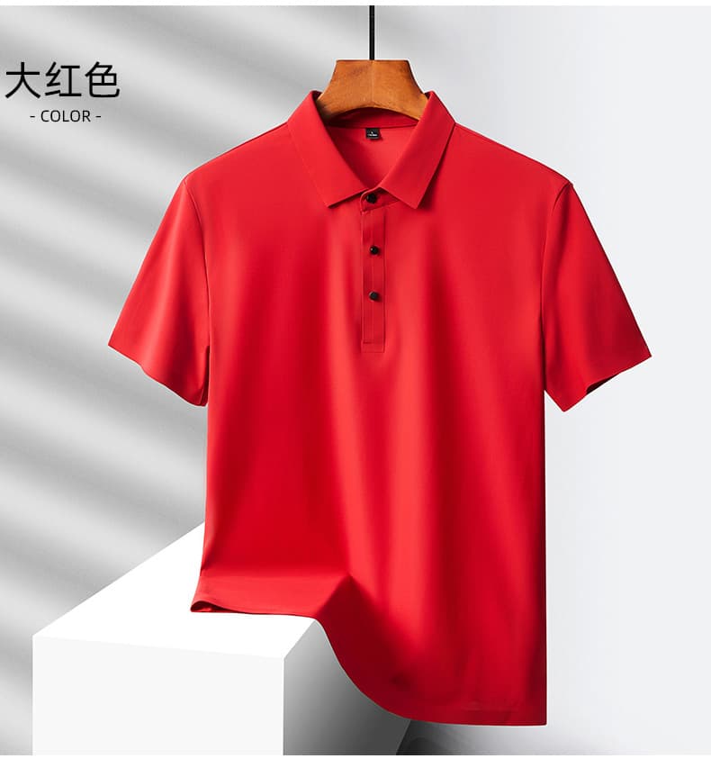 얼음 실크 없음 흔적 POLO 셔츠 남성 반팔 여름 비즈니스 캐주얼 단색 폴로 칼라 속도 건조한 통기성 무료 뜨거운 맨위 상세 이미지 11
