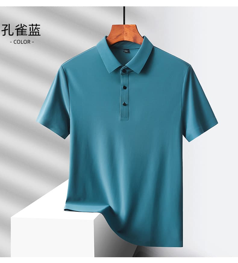 얼음 실크 없음 흔적 POLO 셔츠 남성 반팔 여름 비즈니스 캐주얼 단색 폴로 칼라 속도 건조한 통기성 무료 뜨거운 맨위 상세 이미지 19