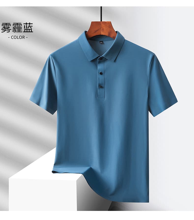 얼음 실크 없음 흔적 POLO 셔츠 남성 반팔 여름 비즈니스 캐주얼 단색 폴로 칼라 속도 건조한 통기성 무료 뜨거운 맨위 상세 이미지 24