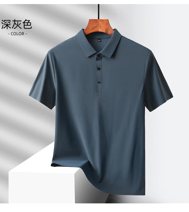 얼음 실크 없음 흔적 POLO 셔츠 남성 반팔 여름 비즈니스 캐주얼 단색 폴로 칼라 속도 건조한 통기성 무료 뜨거운 맨위 상세 이미지 25