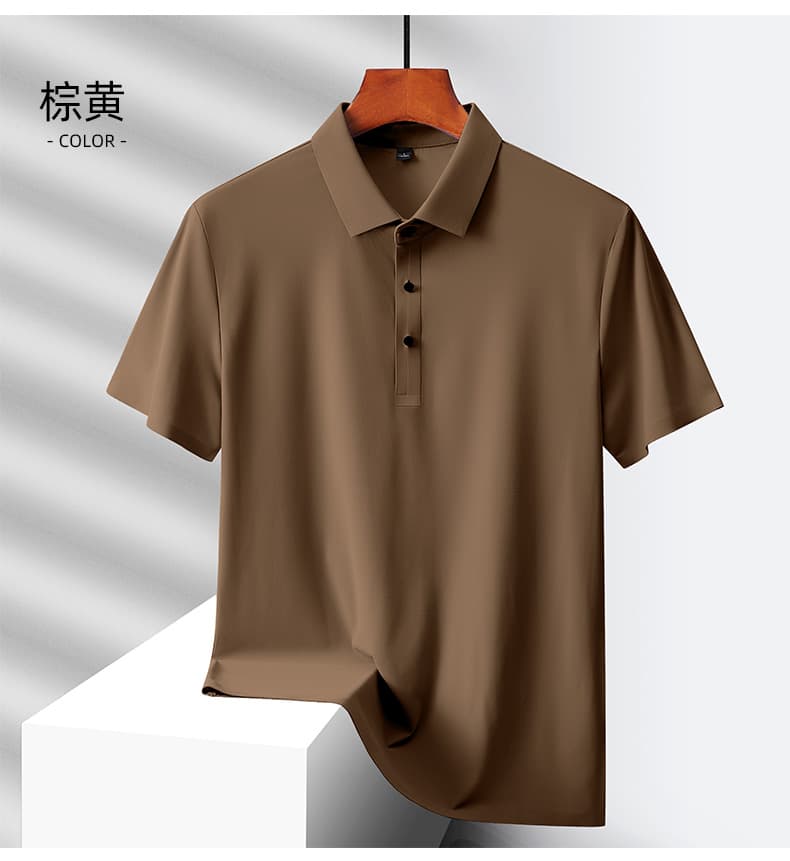 얼음 실크 없음 흔적 POLO 셔츠 남성 반팔 여름 비즈니스 캐주얼 단색 폴로 칼라 속도 건조한 통기성 무료 뜨거운 맨위 상세 이미지 29