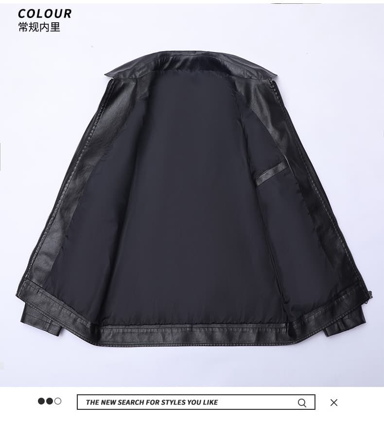 국경 간 새로운 트렌드 폴로 칼라 가죽 자켓 남자 봄 가을 소프트 스킨 몸매 가꾸기 지퍼 주머니 다용도 캐주얼 오토바이 가죽 재킷 상세 이미지 24