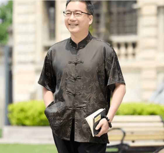 여름 남성 의류 아빠 로드 중 새로운 중식 캐주얼 당나라 남성 루즈핏 중국풍 얇은 스타일 반팔 셔츠 티셔츠 상세 이미지 2