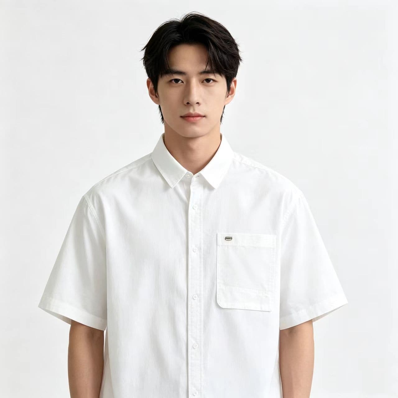 개체 높은 품질 남자 루즈핏 단색 면 소재 반팔 캐주얼 폴로 칼라 다용도 주머니 반소매 청년 셔츠 맨위 상세 이미지 19