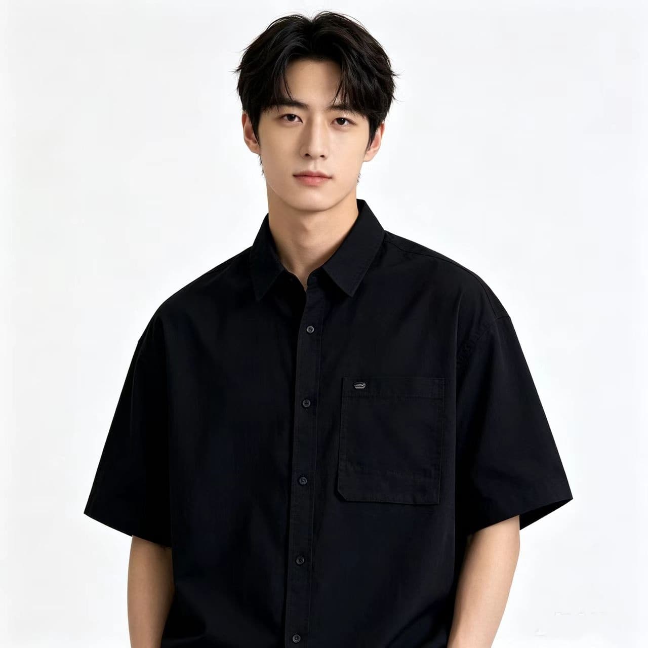 개체 높은 품질 남자 루즈핏 단색 면 소재 반팔 캐주얼 폴로 칼라 다용도 주머니 반소매 청년 셔츠 맨위 상세 이미지 24