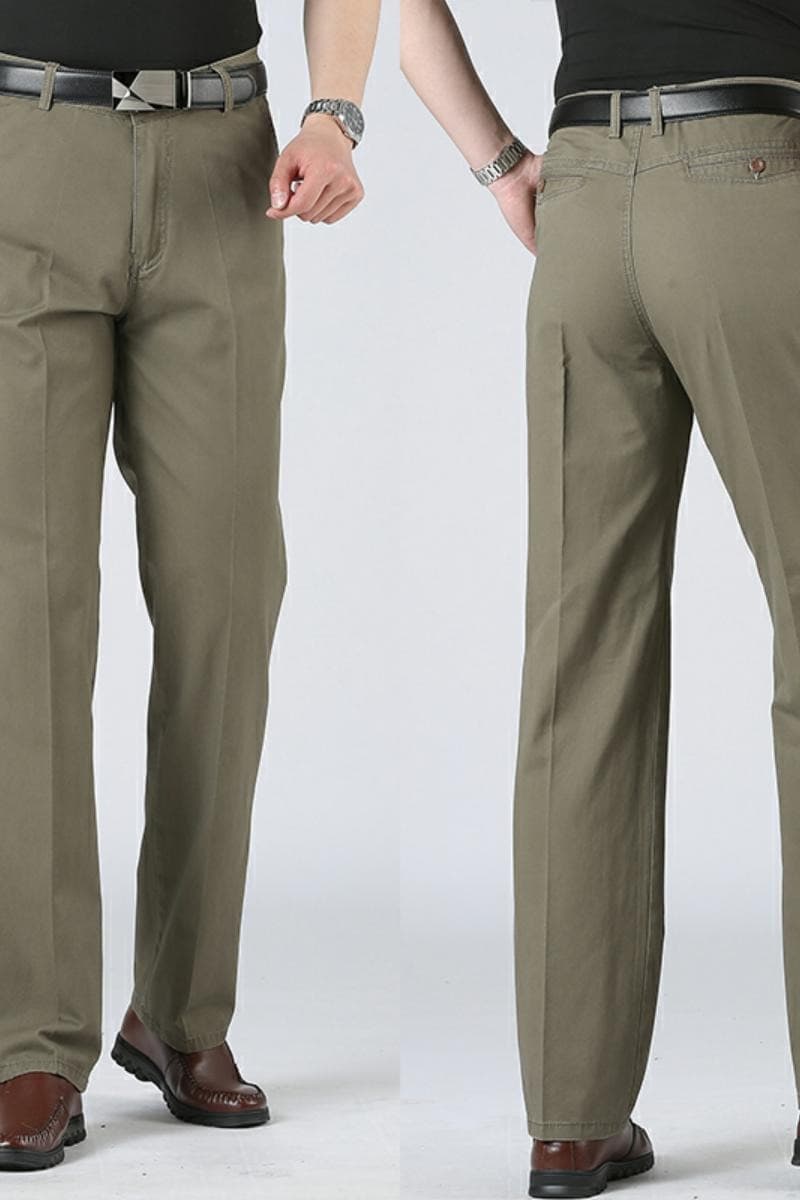 개체 여름 봄 가을 순면 남성 캐주얼 바지 루즈핏 면 100% 중년 남성용 바지 아빠 로드 중 스트레이트 비즈니스 긴 바지 이미지 6