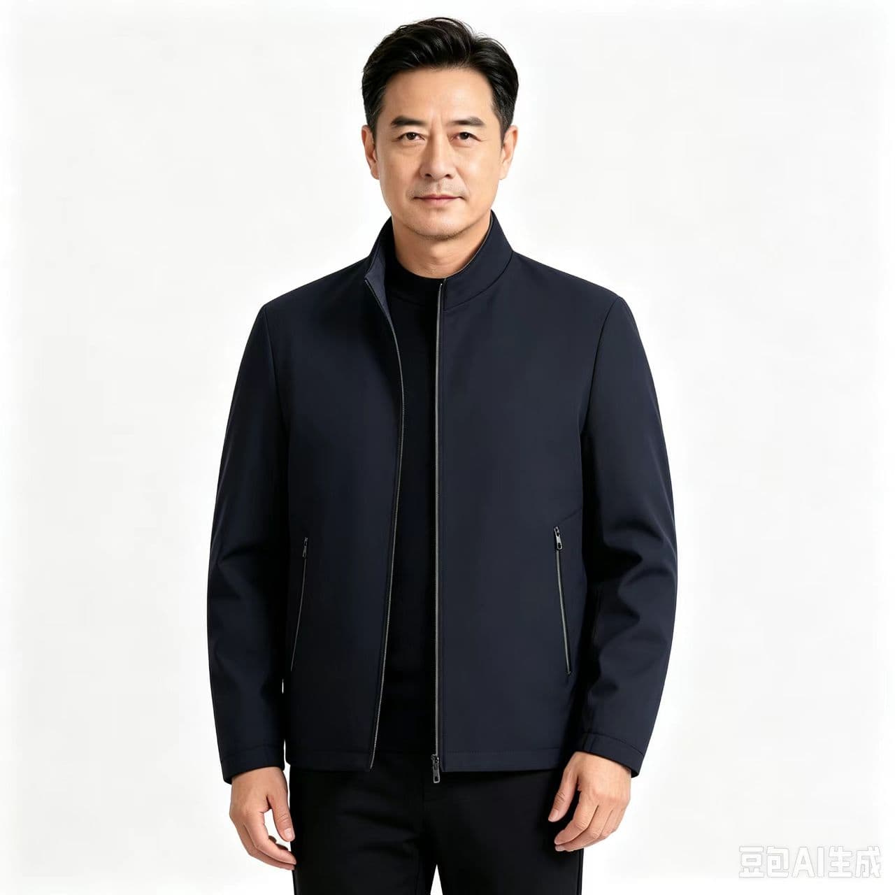 개체 봄 가을 새로운 남성 재킷 캐주얼 스탠드 칼라 재킷 루즈핏 중년 아빠 로드 중 트렌드 백 잡아라. 옷 이미지 5
