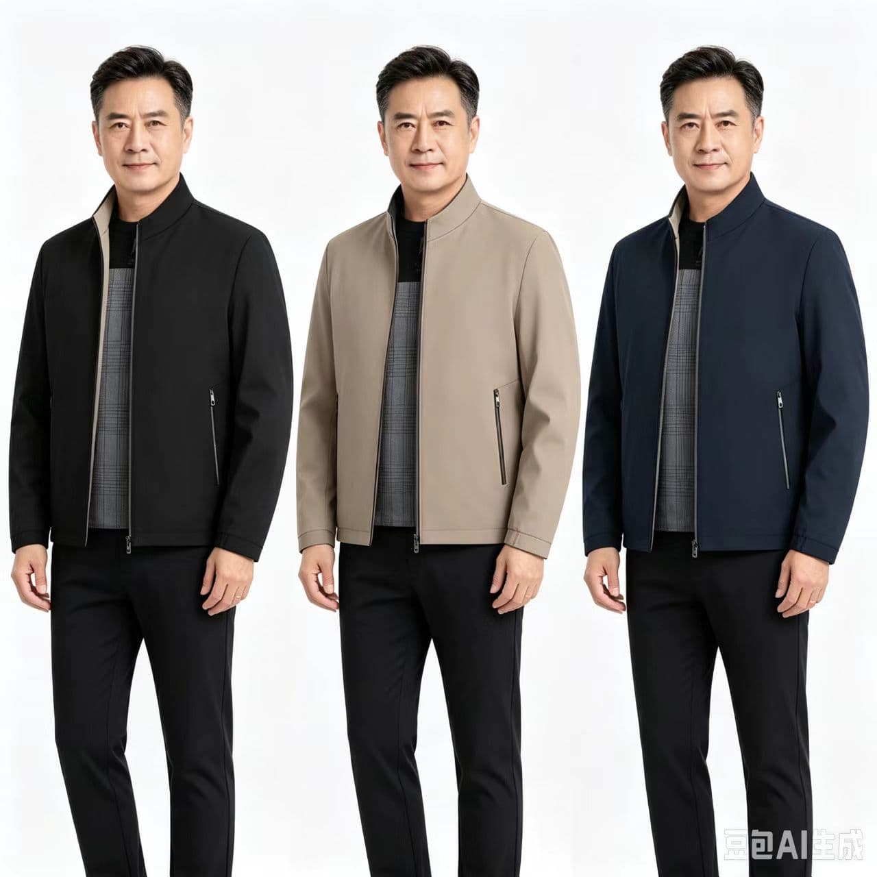 개체 봄 가을 새로운 남성 재킷 캐주얼 스탠드 칼라 재킷 루즈핏 중년 아빠 로드 중 트렌드 백 잡아라. 옷 상세 이미지 13