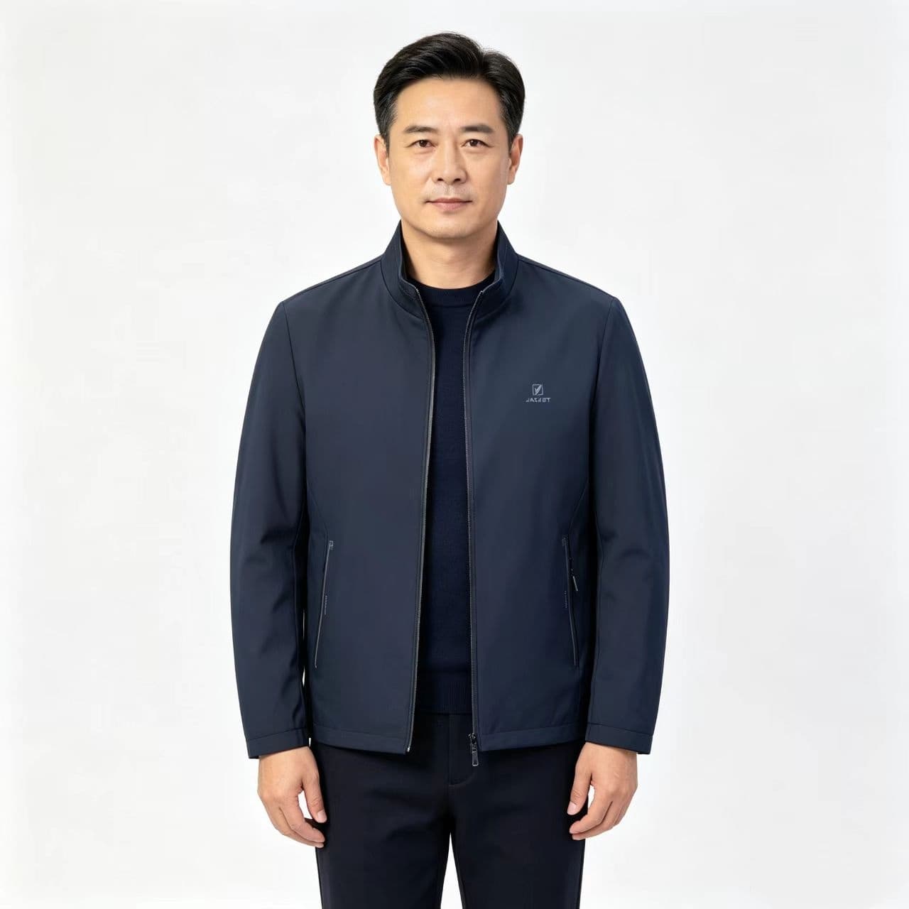 개체 봄 가을 새로운 남성 재킷 캐주얼 스탠드 칼라 재킷 루즈핏 중년 아빠 로드 중 트렌드 백 잡아라. 옷 이미지 2