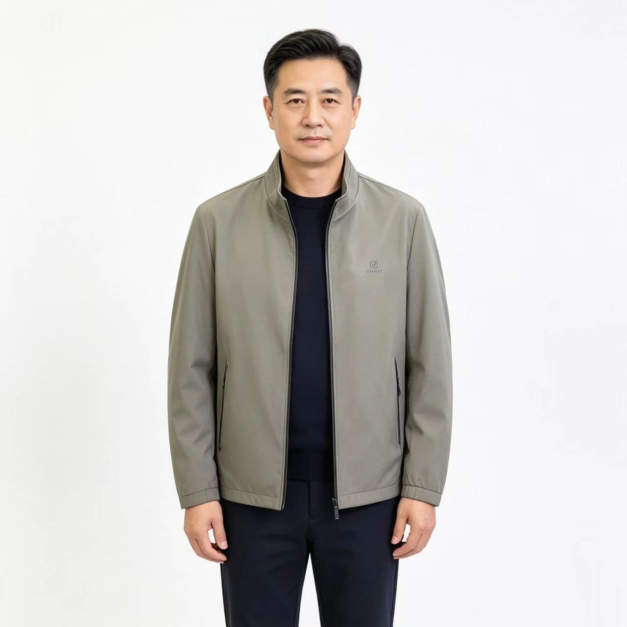 개체 봄 가을 새로운 남성 재킷 캐주얼 스탠드 칼라 재킷 루즈핏 중년 아빠 로드 중 트렌드 백 잡아라. 옷 상세 이미지 6
