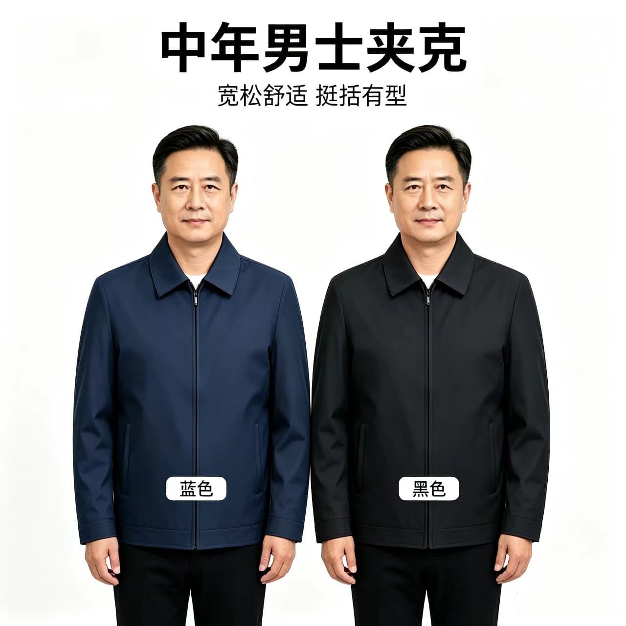 개체 봄 가을 새로운 남성 재킷 캐주얼 스탠드 칼라 재킷 루즈핏 중년 아빠 로드 중 트렌드 백 잡아라. 옷