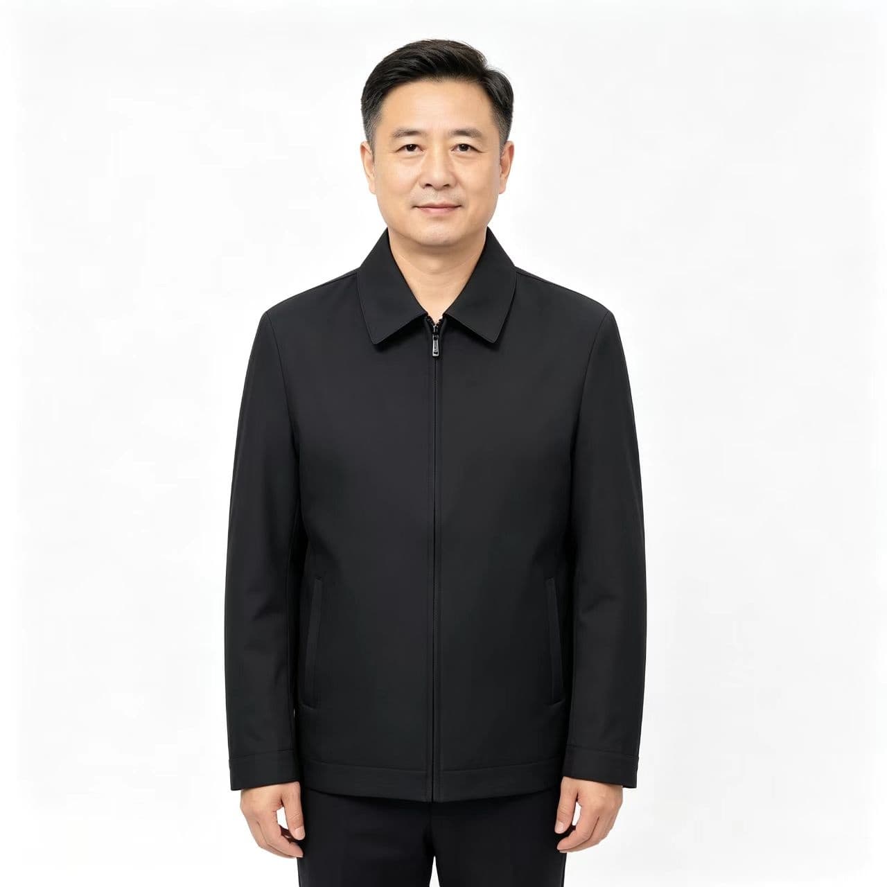 개체 봄 가을 새로운 남성 재킷 캐주얼 스탠드 칼라 재킷 루즈핏 중년 아빠 로드 중 트렌드 백 잡아라. 옷 이미지 3