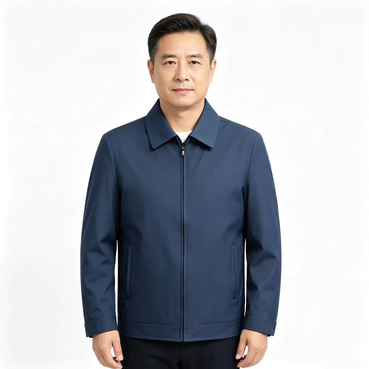 개체 봄 가을 새로운 남성 재킷 캐주얼 스탠드 칼라 재킷 루즈핏 중년 아빠 로드 중 트렌드 백 잡아라. 옷 상세 이미지 15
