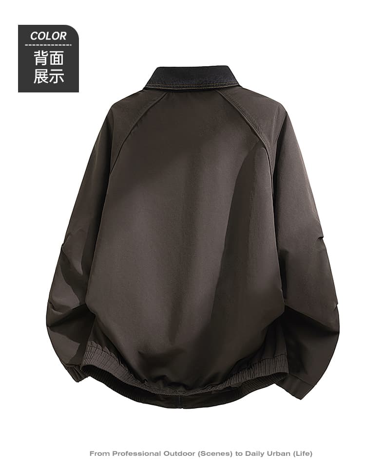 국경 간 빅 포켓 데님 폴로 칼라 가죽 재킷 재킷 남성 봄 가을 새로운 캐주얼 미니멀리즘 악당 잘 생긴 재킷 남성 의류 상세 이미지 13
