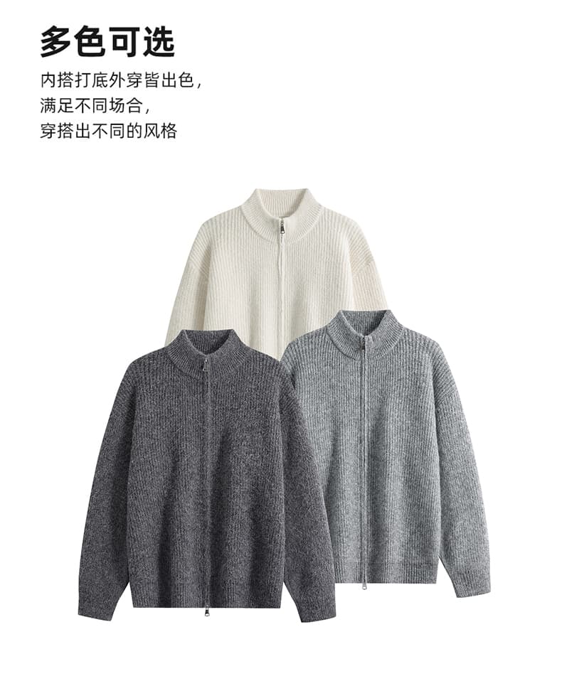빛 럭셔리 오래된 돈 바람 니트 스웨터 오픈 가디건 스웨터 남성 스탠드 칼라 폭발 고급 센스 악당 잘 생긴 재킷 조수 브랜드 커플룩 상세 이미지 5