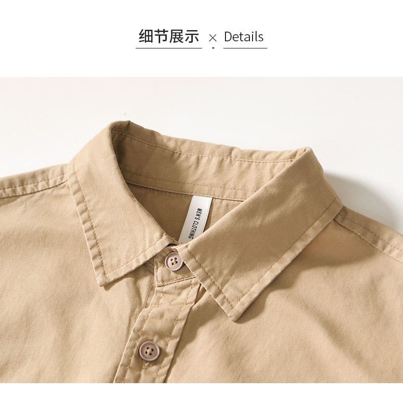 순면 남성 고급 디자인 센스 긴팔 루즈핏 캐주얼 워크웨어 셔츠 일본식 봄 가을 악당 잘 생긴 패션 재킷 상세 이미지 11
