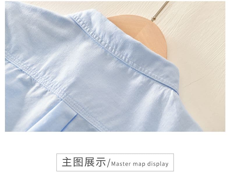 남성 새로운 봄 가을 단색 셔츠 면 린넨 캐주얼 패션 폴로 칼라 긴팔 캐주얼 다용도 셔츠 루즈핏 재킷 상세 이미지 7