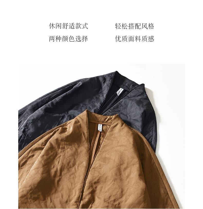 남성 새로운 봄 가을 겨울 중식 바람 긴팔 망토 재킷 당나라 로브 오픈 가디건 한푸 레트로 재킷 상세 이미지 2