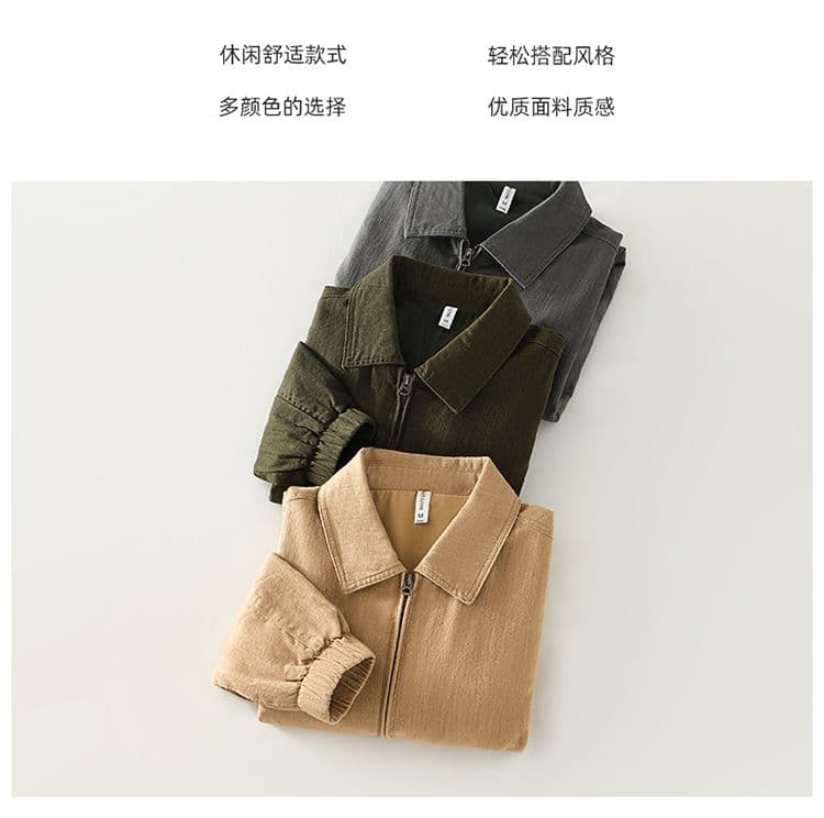 남성 봄 가을 새로운 오래된 돈 바람 면 린넨 캐주얼 재킷 아메리칸 야외 출퇴근 단색 재킷 루즈핏 맨위 상세 이미지 2