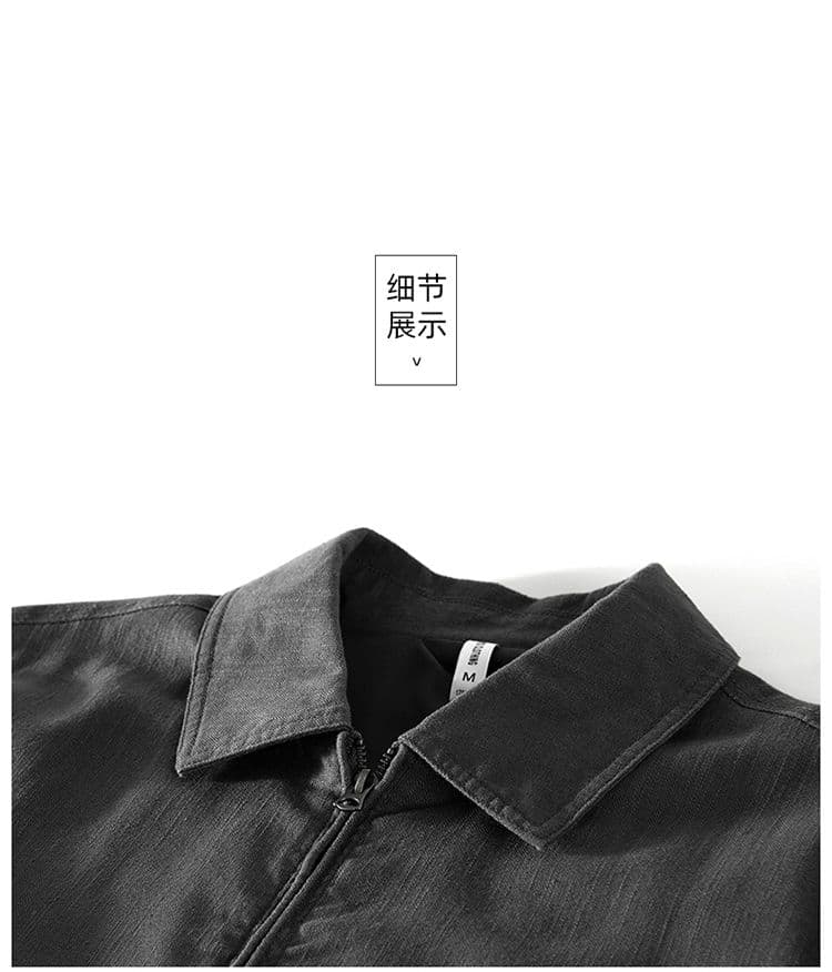 남성 봄 가을 새로운 오래된 돈 바람 면 린넨 캐주얼 재킷 아메리칸 야외 출퇴근 단색 재킷 루즈핏 맨위 상세 이미지 14