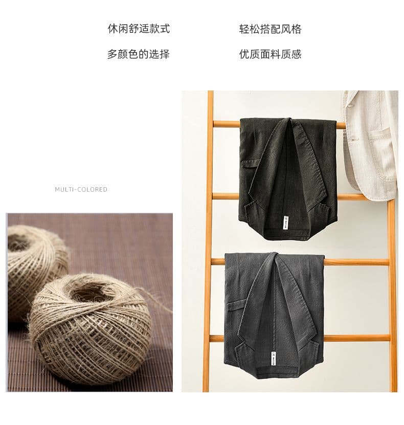 높은 품질 남성 새로운 루즈핏 캐주얼 레트로 면 린넨 정장 비즈니스 플랫 거절 칼라 단색 봄 가을 맨위 재킷 상세 이미지 2