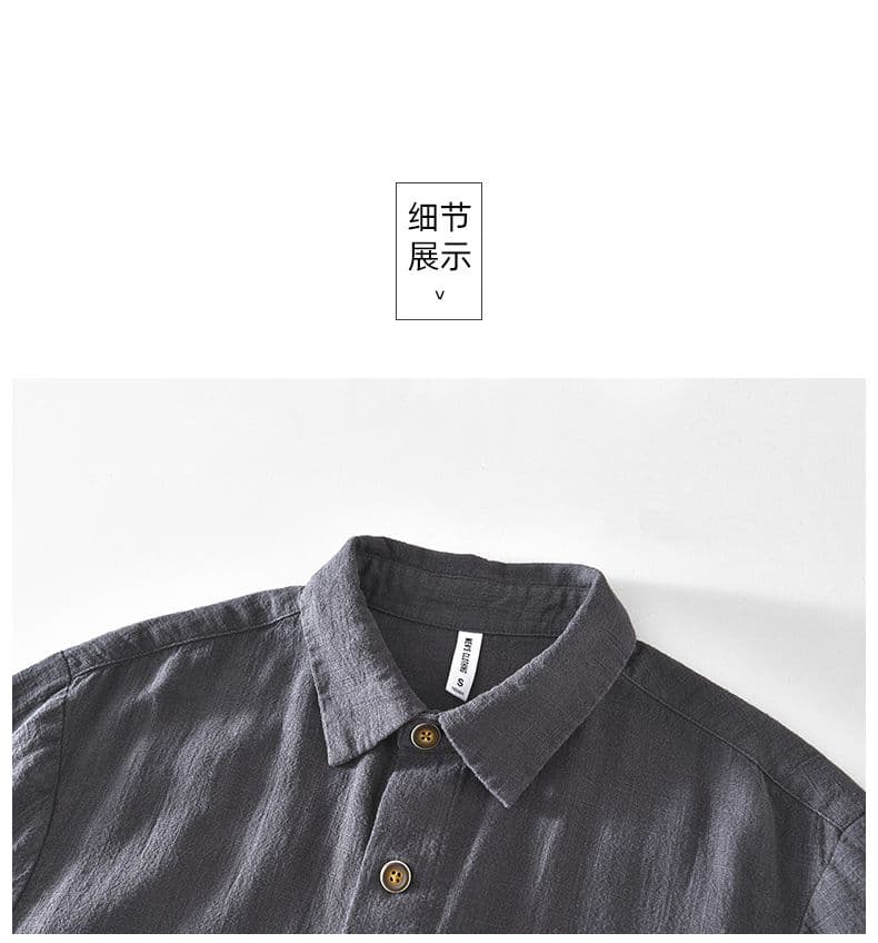 봄 가을 남성 새로운 높은 품질 면 린넨 미니멀리즘 단색 재킷 재킷 셔츠 레트로 루즈핏 캐주얼 야구 유니폼 상세 이미지 14