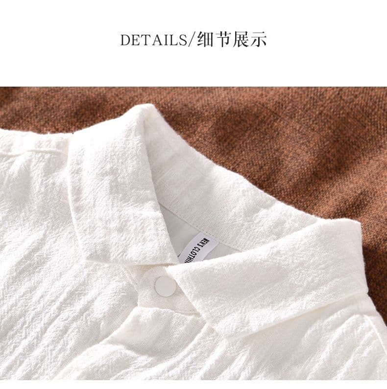 새로운 봄 가을 면 린넨 캐주얼 셔츠 다용도 루즈핏 라미 폴로 칼라 긴팔 재킷 재킷 남성 조수 브랜드 셔츠 상세 이미지 15