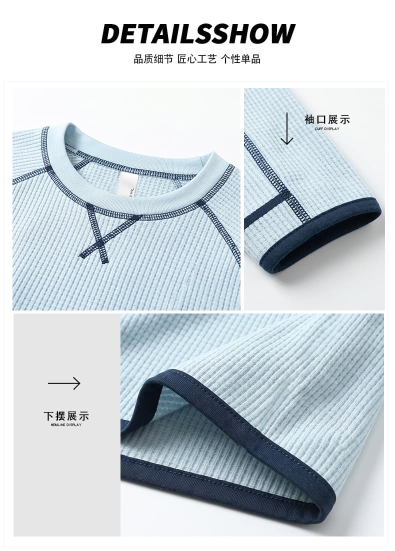 봄 가을 남녀 아메리칸 루즈핏 긴팔 티셔츠 후드티 트렌디 운동 후아 남편 그리드 패션 통기성 라운드 넥 인사이드 잡아라. 의류 상세 이미지 2