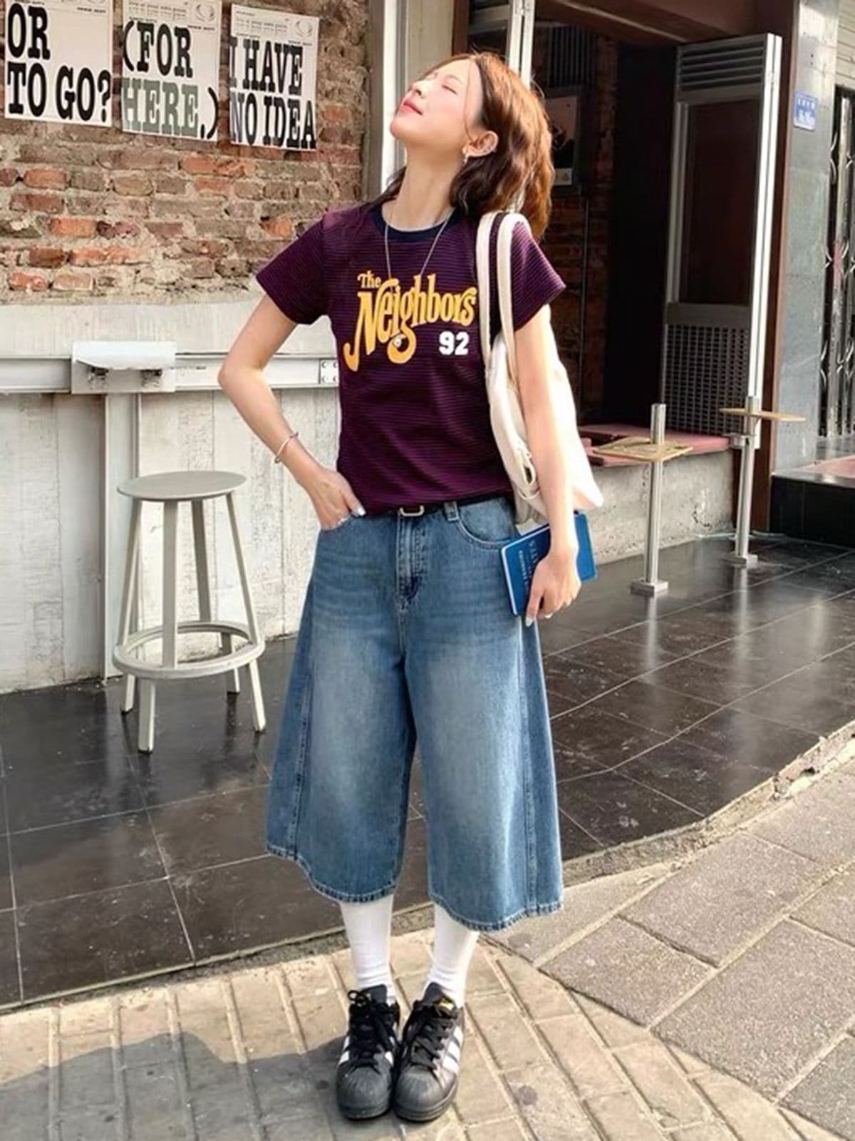 부드럽다 편안함 미니멀리즘 데님 넓은 다리 7 분 바지 2026 여름 새로운 루즈핏 캐주얼 반바지 여성 상세 이미지 6