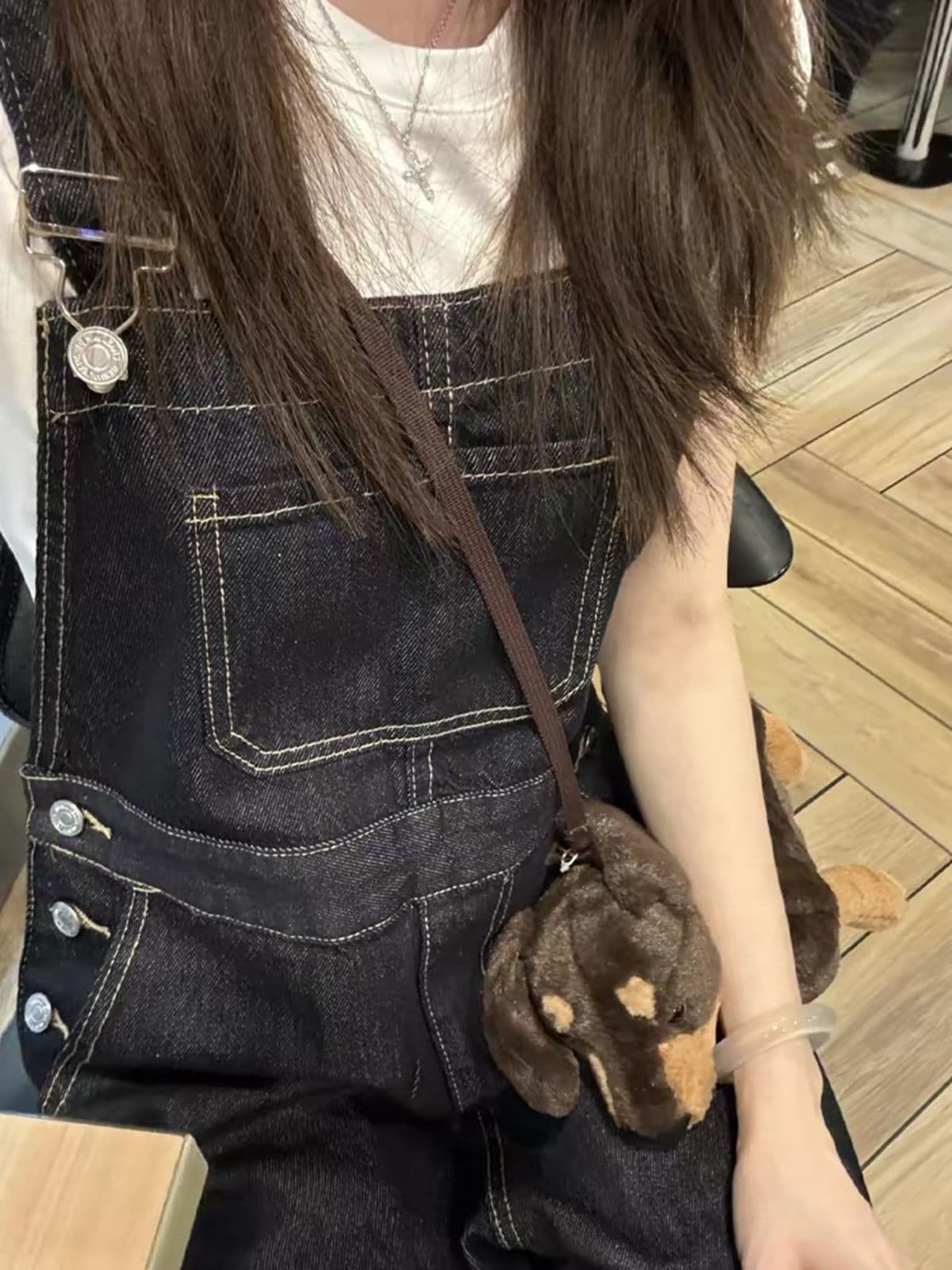 데님 멜빵 바지 여성 2026 새로운 작은 키 워크웨어 아메리칸 레트로 느긋한 바람 루즈핏 하이웨이스트 스트레이트 넓은 다리 상세 이미지 1