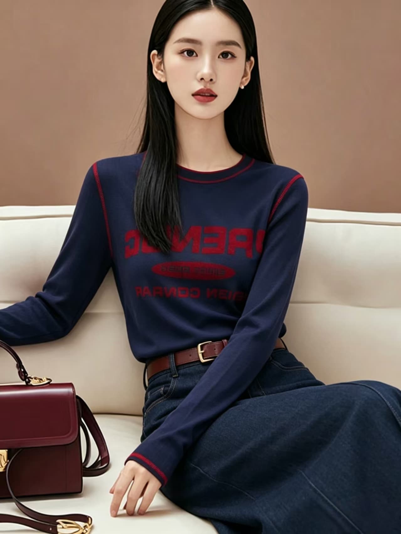 한 부서 kt 고양이 디자인 센스 니트 스웨터 여자 2026 새로운 가을 겨울 라운드 넥 루즈핏 외국 가스 맨위 상세 이미지 2