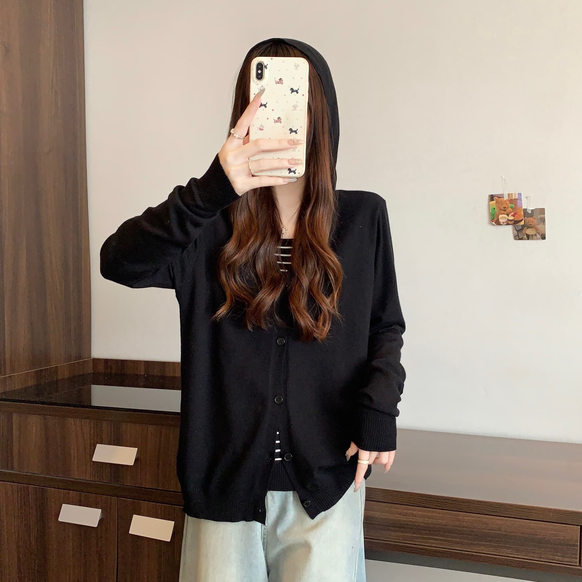 실사 지방 mm 스트라이프 페이크 레이어드 니트 스웨터 봄 가을 스택 착용 느긋한 바람 루즈핏 슬림해 보이는 여성 셔츠 상세 이미지 19
