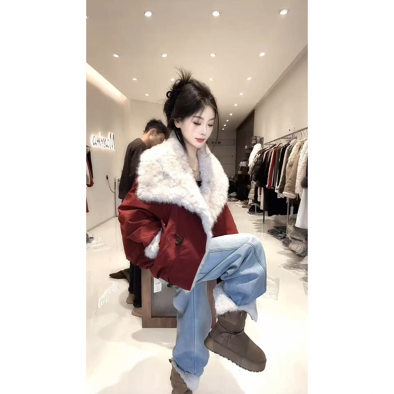 한 부서 분위기 센스 착용 가져 가라. 2026 이른 봄 새로운 품격 슬림해 보이는 네리 털이 많은 보온 면 의류 재킷 면 옷
