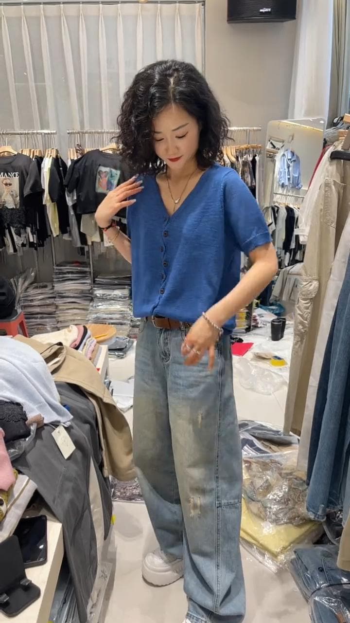 올해 패션 착용 가져 가라. 캐주얼 2026 여름 새로운 한국 스타일 품격 연령 감소 다용도 쇼트 스타일 반팔 오픈 가디건 이미지 3