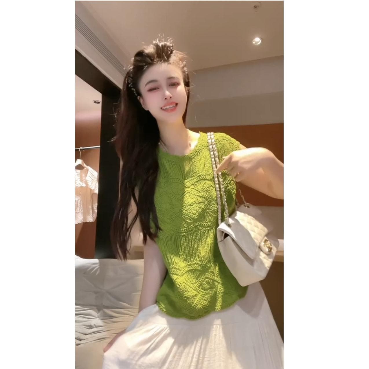 프랑스식 홀로우 아웃 레이스 자수 훅 자카드 여름 빅 사이즈 통통한 여동생 루즈핏 표지 고기 슬림해 보이는 민소매 베스트 조끼 이미지 3