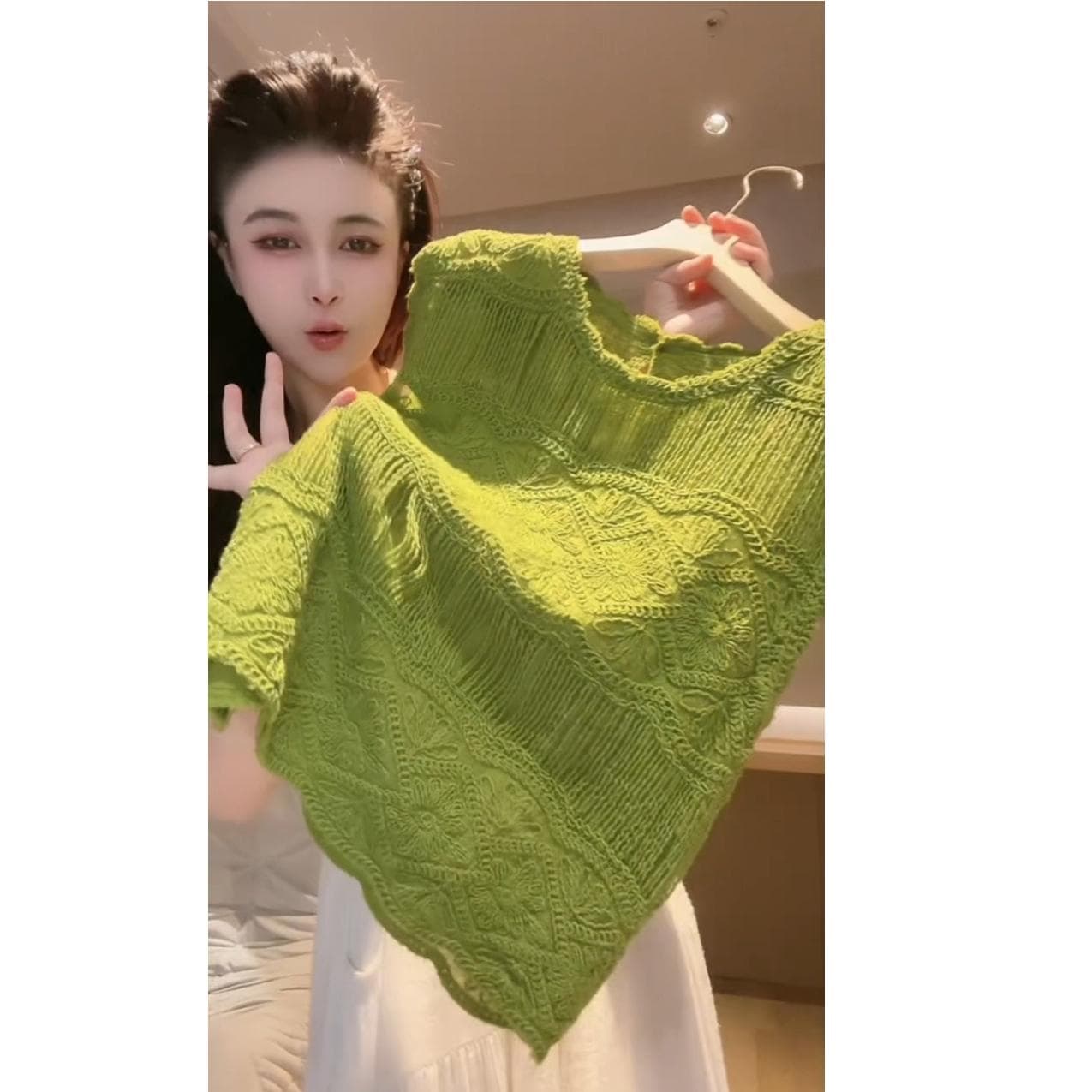 프랑스식 홀로우 아웃 레이스 자수 훅 자카드 여름 빅 사이즈 통통한 여동생 루즈핏 표지 고기 슬림해 보이는 민소매 베스트 조끼 상세 이미지 2