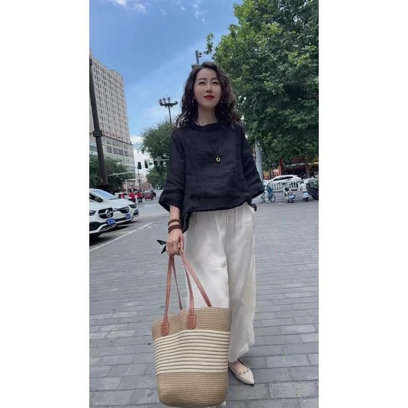 프랑스식 패션 7부 소매 셔츠 맨위 여성 2026 여름 새로운 루즈핏 고급 출퇴근 센스 자외선 차단 의류 셔츠 상세 이미지 1