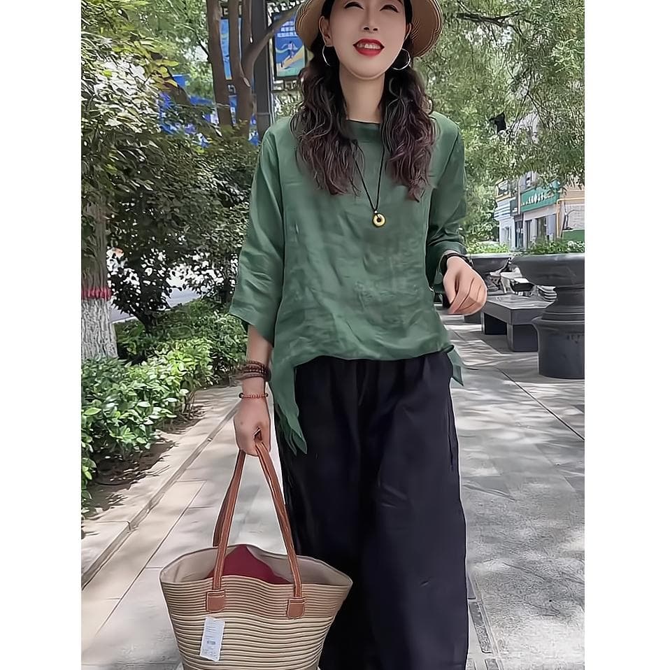 프랑스식 패션 7부 소매 셔츠 맨위 여성 2026 여름 새로운 루즈핏 고급 출퇴근 센스 자외선 차단 의류 셔츠 상세 이미지 5