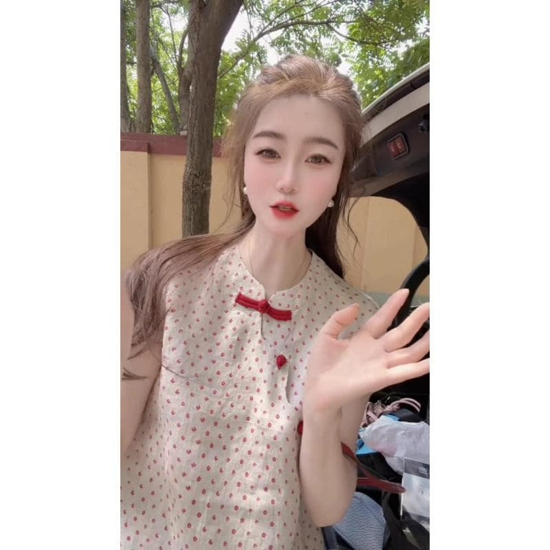 프랑스식 품격 스탠드 칼라 단추 반팔 도트 무늬 여성 셔츠 2026 여름 새로운 고급 센스 루즈핏 연령 감소 맨위 이미지 5