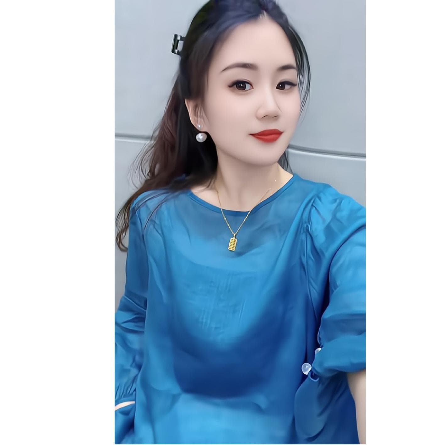 올해 인기 여름 새로운 한 부서 품격 슬림해 보이는 벌룬 소매 라운드 넥 여성 셔츠 패션 다용도 맨위 상세 이미지 1