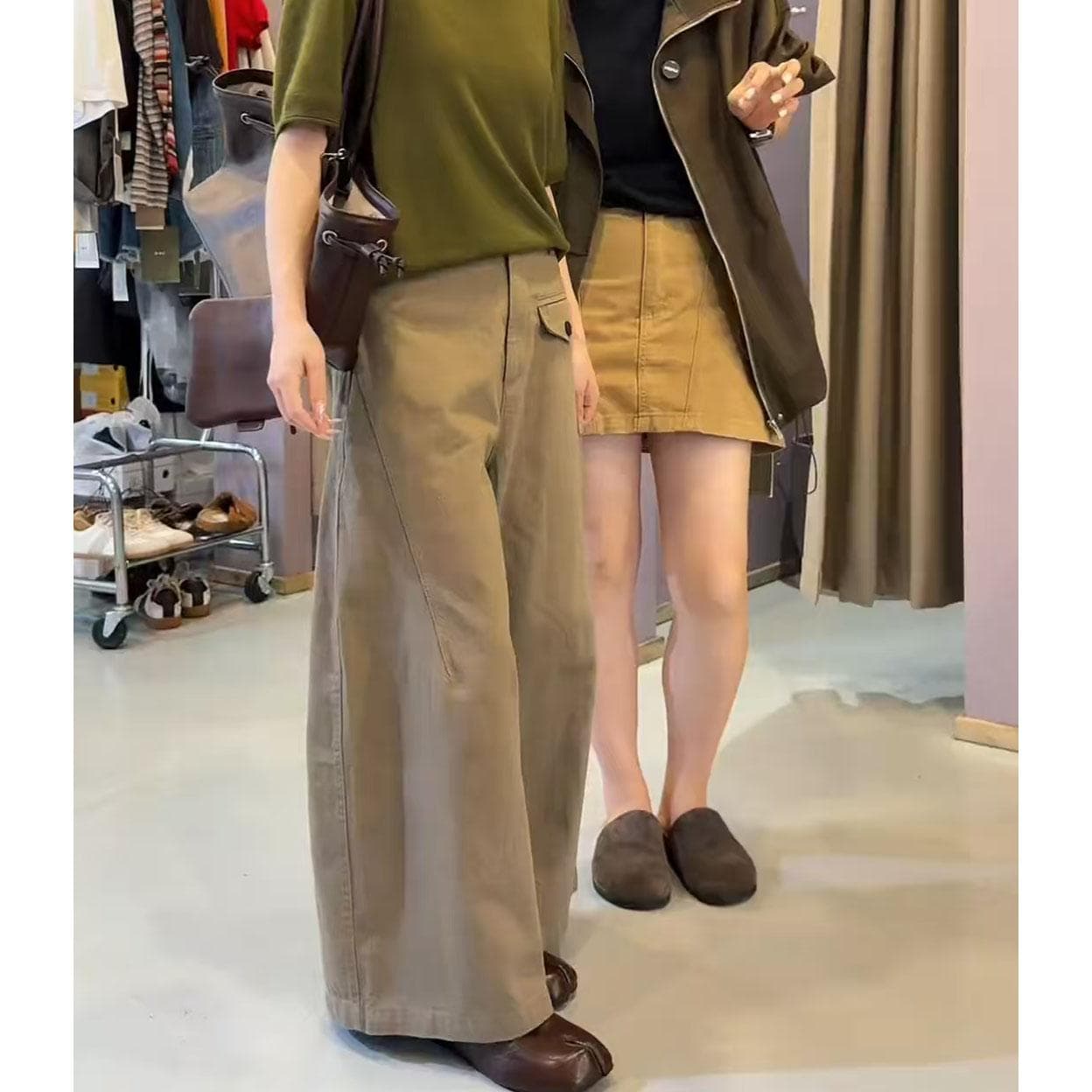 한 부서 바람 와이드 레그 팬츠 바지 아이들 2026 년 이른 가을 새로운 하이웨이스트 루즈핏 슬림해 보이는 다용도 캐주얼 청바지 이미지 4