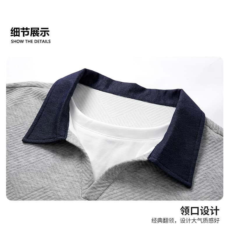 아메리칸 폴로 칼라 페이크 레이어드 티셔츠 캐주얼 반바지 투피스 세트 2026 여름 POLO 셔츠 오부 바지 남성 세트 상세 이미지 14
