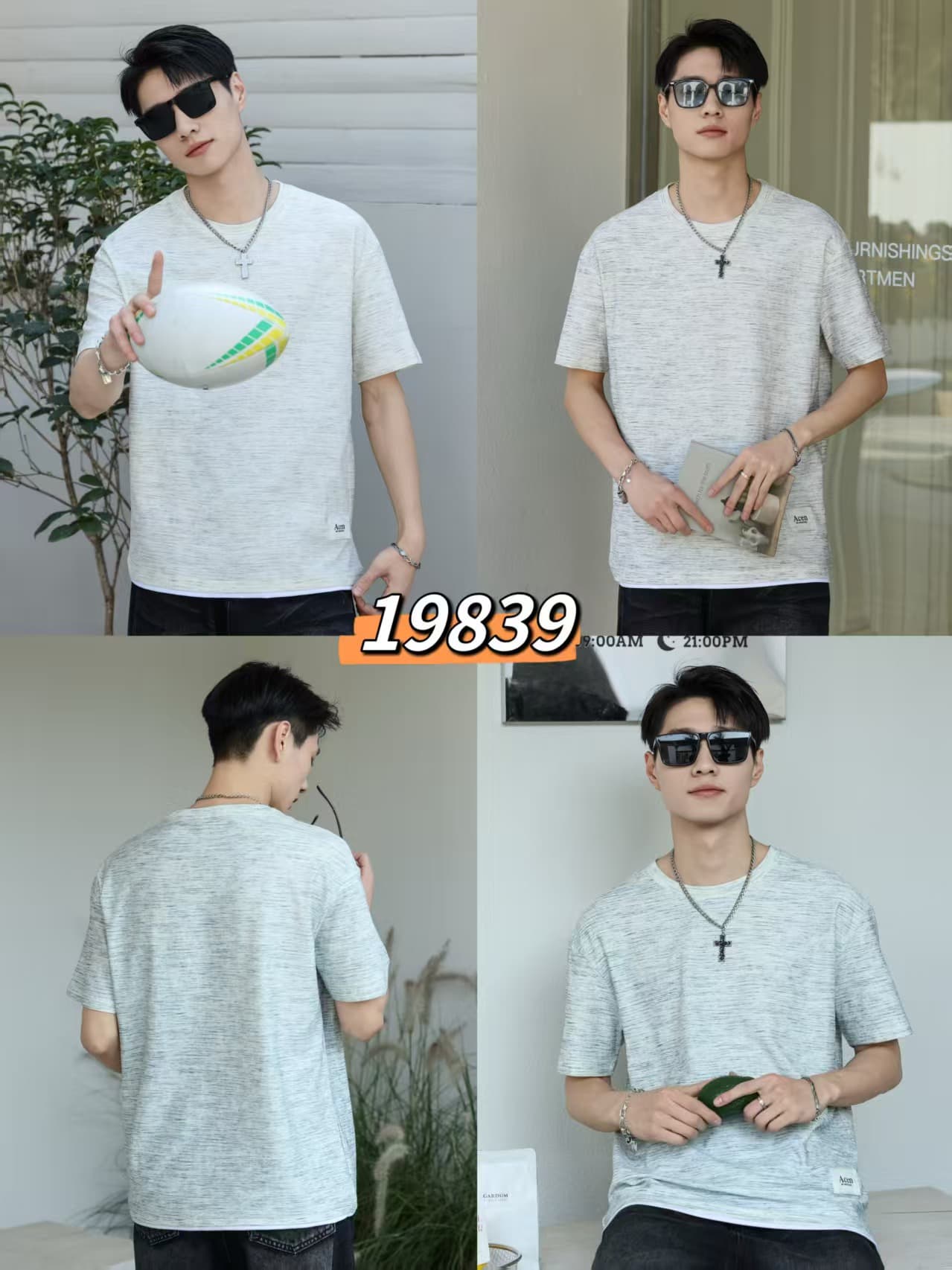 개체 높은 품질 티셔츠 남자 여름 새로운 청소년 잘 생긴 트렌드 라운드 넥 반팔 순면 루즈핏 맨위 티셔츠 상세 이미지 1