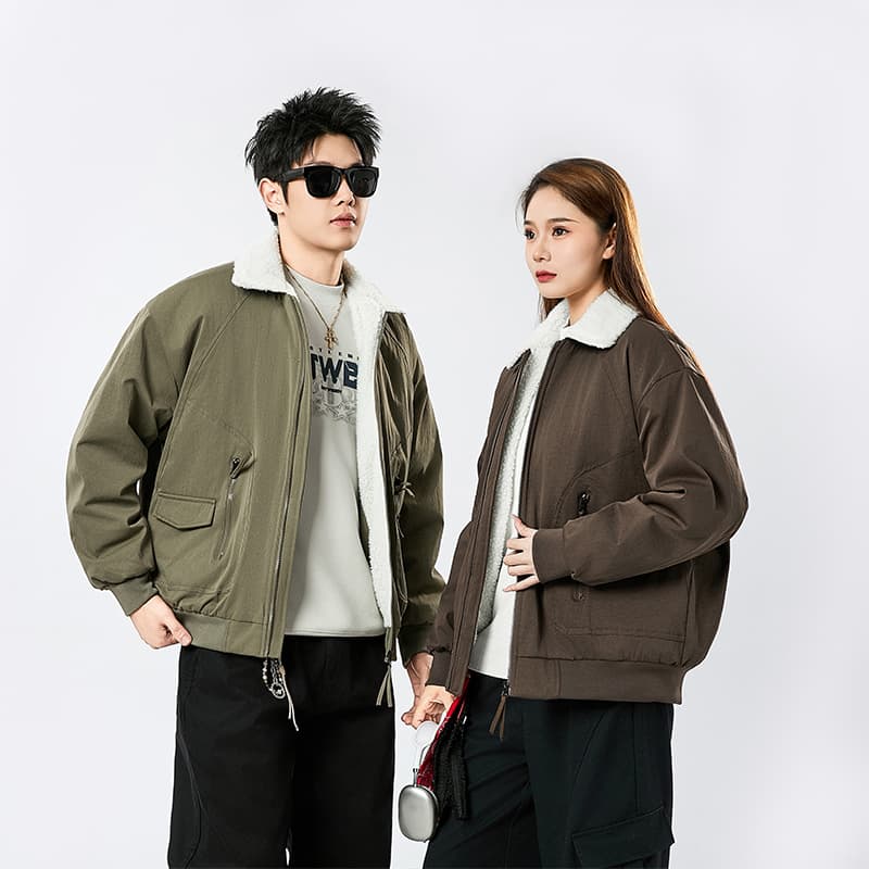 2026 새로운 가을 겨울 털이 있는 폴로 칼라 재킷 남녀 보온 양털 플리스 재킷 커플 캐주얼 워크웨어 재킷