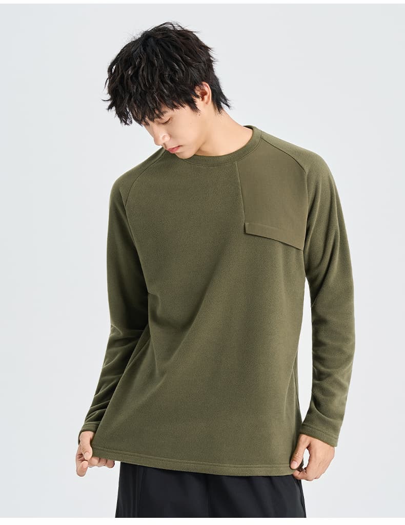 2026 봄 가을 국경 간 라운드 넥 긴팔 티셔츠 남성 패션 작은 대중 패션 후드티 가을 겨울 보온 플러시 기본 셔츠 상세 이미지 13