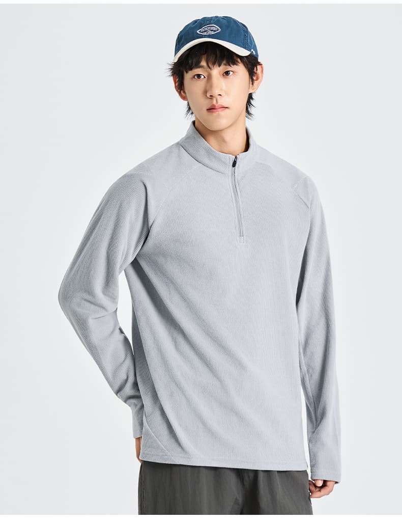 2026 새로운 스탠드 칼라 후드티 남녀 유럽과 미국 패션 긴팔 티셔츠 커플 하프 지퍼 가을 겨울 기본 셔츠 상세 이미지 13