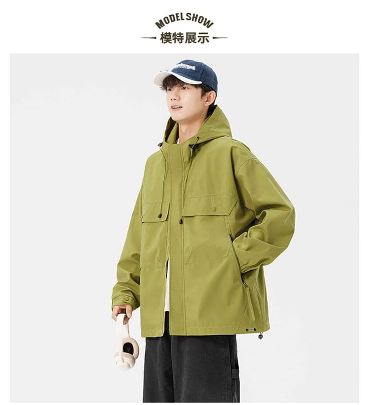 워크웨어 재킷 남성 봄 가을 야외 여행 후드 아메리칸 기능 산계 조수 브랜드 루즈핏 자켓 커플 섹션 상세 이미지 5