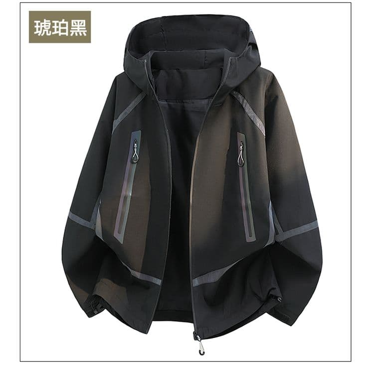 남성 봄 가을 반사 기사 지퍼 후드 워크웨어 야외 요금 재킷 와이드 방수 방풍 야외 스포츠 재킷 상세 이미지 14
