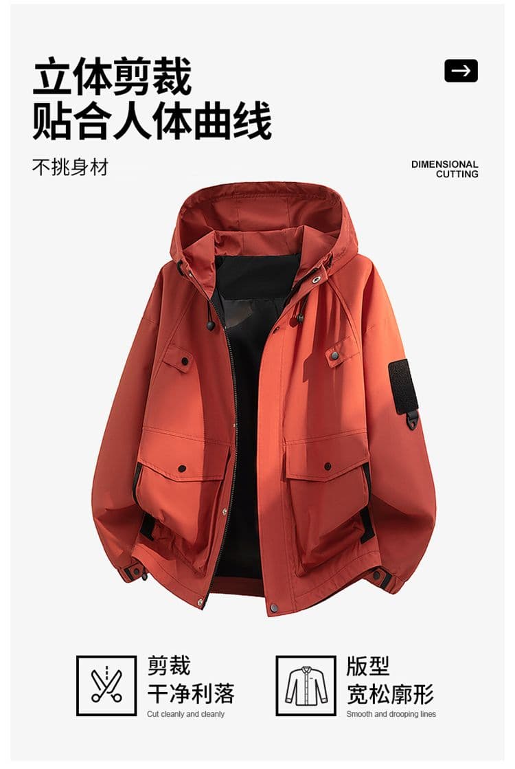 캐주얼 디자인 센스 빅 포켓 후드 야외 트렌드 봄 가을 재킷 커플 섹션 조수 브랜드 루즈핏 다용도 재킷 상세 이미지 3